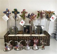 Decorative Floral Picks and Mirror Figurines
