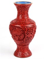 CHINESE CINNABAR AND PORCELAIN VASE