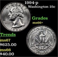 1994-p Washington Quarter 25c Grades GEM++ Unc