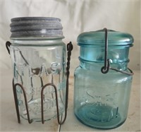 2 vintage atlas glass jars