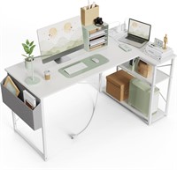 TIQLAB Small Desk, 40 Inch L Shaped, White