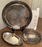 SILVERPLATED TRAY, PLATE, SHALLOW BOWL