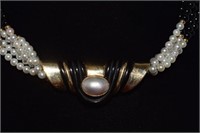 Black & White Seed Pearls w/ 14K Clasp & a Slide