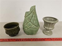 (3) Vases & Planters including Haeger (Has Chip)