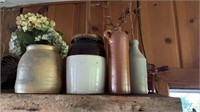 Five vintage stoneware and pottery pieces,