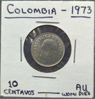 AU 1973 Colombian coin