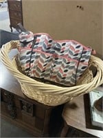 Wicker basket, hand bag, photo album