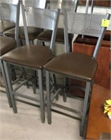 Set of 2 steel bar stools Grey & brown 29 1/2"H