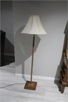 Wood & brass floor lamp, 57"