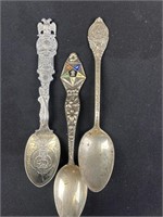 Three sterling silver spoons two of the spoons