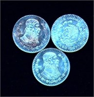 (3) 1967 Mexican Pesos, Silver Cont. 0.1/coin