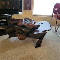 B407 Imported Teak root two tier coffee table