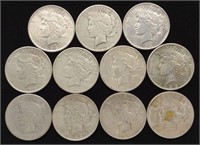 (11) 1922-27 Peace Dollar Coins (incl. 1 "S")