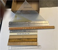 Lot of rulers & measuring items