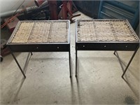 Two wicker and metal tables