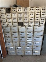 Old safety deposit boxes, most have black slide
