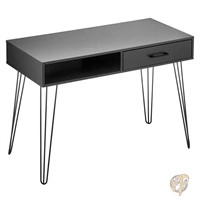 mDesign Metal/Wood Modern Computer Desk Black