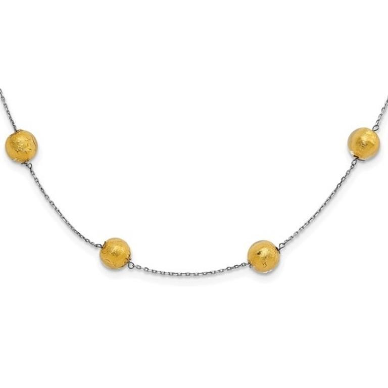 14 kt- White Gold  Murano Glass Beaded Necklace