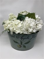 Metal Basket Faux Hydrangea Floral Centerpiece