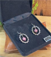 Sterling Silver Rose Quartz Center Stone Earrings