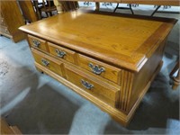 BROYHILL 2 DRAWER SOLID OAK COFFEE TABLE
