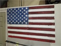 PAINTED WOOD AMERICAN FLAG HOME DECOR -- 48 X 32