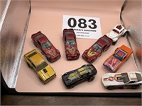 Eight vintage, hot wheels, toy cars