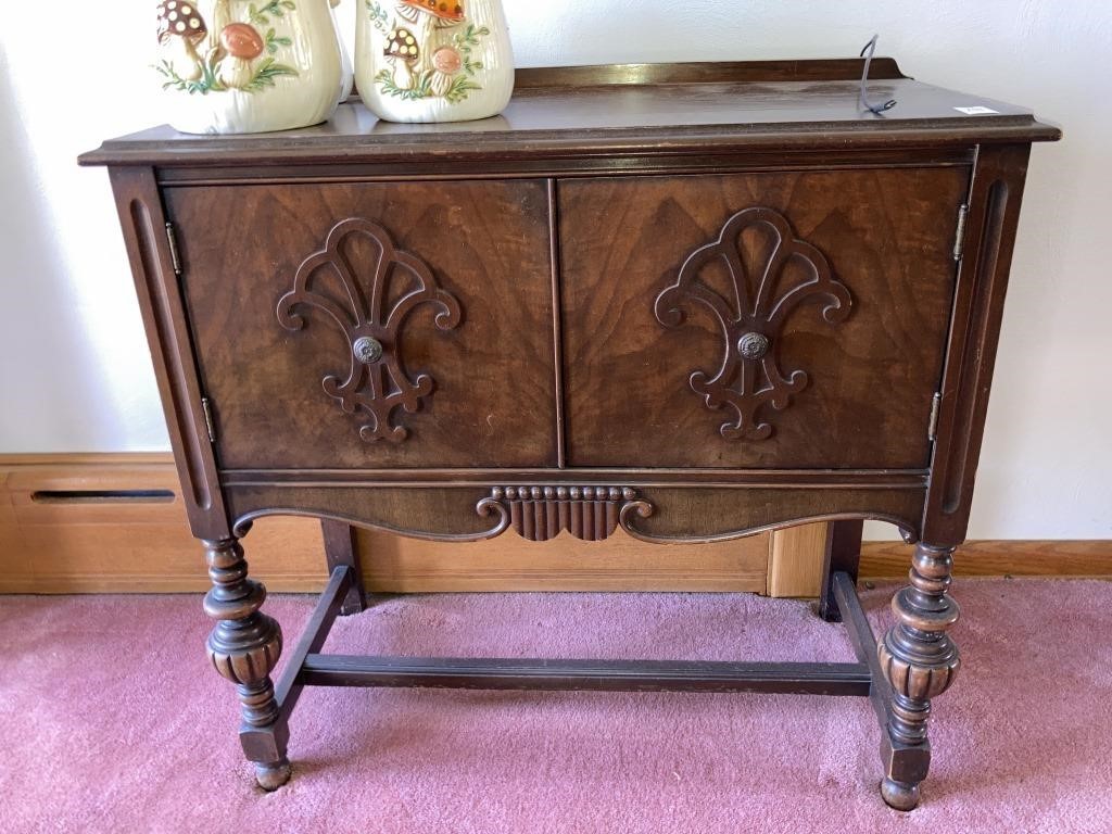 Antique art deco server cabinet 34W x 16-1/2D,