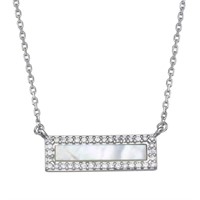 Sterling Silver MOP Halo Bar Necklace
