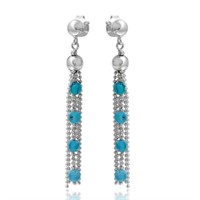 Sterling Silver Bead Chain Turquoise Bead Earrings