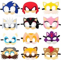 12 Pc Sonic Felt Masks for Kids Party