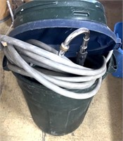 Large water hose&attachment/garbage can