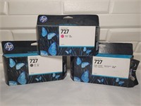 HP 727 DesignJet Ink Cartridges , 3 Colors - New