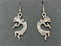 Sterling Silver Hopi Kokopelli Earrings