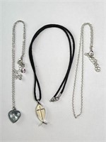 Fish, Heart & Plain Chain Necklaces 20" 16" & 16"
