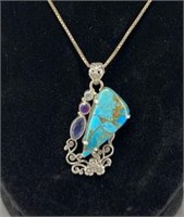 Sterling Silver Gold infused chipped Turquoise