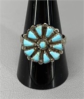 Vintage Zuni Petit Point Turquoise Sterling Silver
