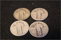 Lot of 4 Standing Liberty Silver Quarters