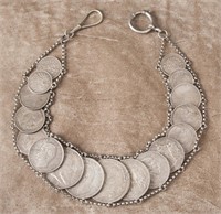 Massive Silver Coin Vest / Watch Chain