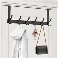 BUSATIA Over The Door Towel Rack w/ 6-Dual Coat Ho