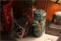 3 Ball Jars and Marbles