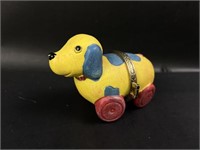 Adorable Dog On Wheels Trinket Box