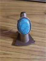 Turquoise size 6 ring German silver new