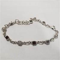 $300 Silver Moonstone Garnet Bracelet