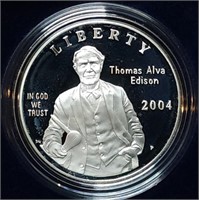 2004 Thomas Edison Proof Silver Dollar MIB