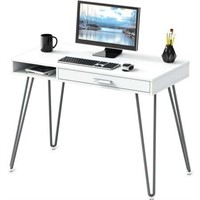 SHW Claire 40-inch Desk with Drawer  White