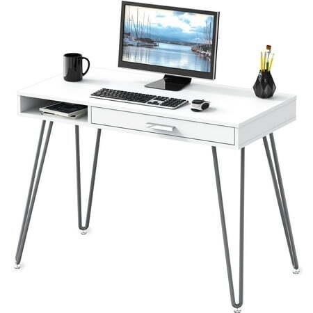 SHW Claire 40-inch Desk with Drawer  White