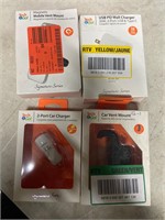 4 piece car charger accessories lot