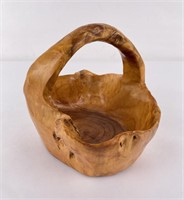 Hand Carved Teak Burl Basket