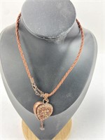 Braided Leather Strap Heart Necklace
